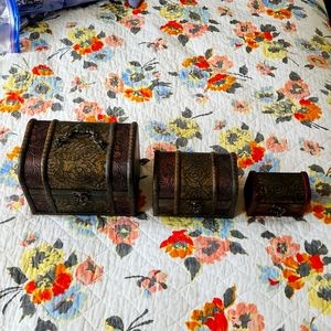 Set of 3 decorative wooden boxes